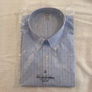 Brooks Bros NEW Regent Blue Strpd Prnt 17-1/2-33